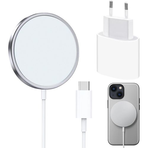 Chargeur Induction Rapide Compatible Magsafe Avec Prise Adaptateur Secteur 20w Type Usb-C, Magnétique Sans Fil Charge Compatible Avec Magsafe Série Phone 15/14/13/12 Series.[F3525]