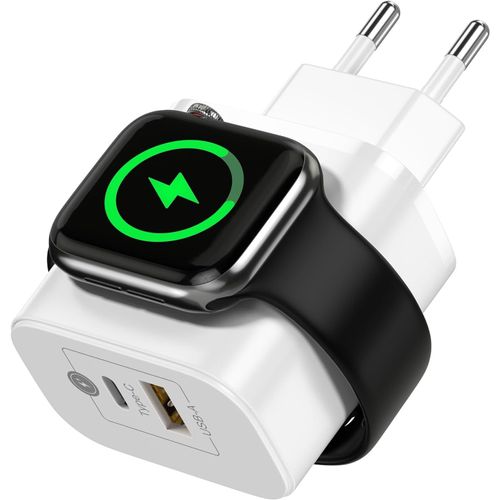Chargeur 3 En 1 Pour Iphone, Bloc De Charge Rapide 20w Mural Portable Usb C 2 Ports Pd Et Qc, Chargeur Rapide Pour Apple Watch 1-8/Se/Ultra, Pour Airpods Pro/3/2 Pour Ipad Samsung Huawei.[F2802]