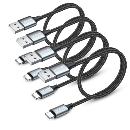 Mini USB C, Lot de 4 Cable USB C 50cm Charge Rapide 3A et Synchro Cable Type C en Nylon Tressé Cable USB C Court Compatible avec Samsung Galaxy S24 S23 pour Huawei P60 Mate 50.[T1491]