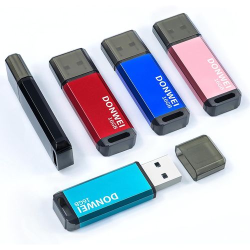 Clé USB, Cle USB 16 Go, Lot de 5 Clé USB 2.0 Flash Drive, Clef USB avec Stockage Disque Mémoire Stick pour Ordinateur, Console de Jeux, PC (Rose, Rouge, Bleu, Noir, Cyan).[F1148]