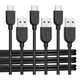 Lot de 3 flexibles cable USB A vers USB C avec charge rapide 3A - 0,9m (cable USB C vers USB A) en noir, compatible avec iPhone 15/15 Pro/15 Plus, iPad Pro, Samsung Galaxy S23.[F1063]