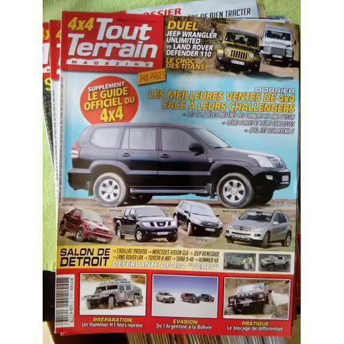 4x4 Tout Terrain Magazine 223 De 2008 Jeep Wrangler Unlimited Sahara,Land Defender 110 Sw S,Proto Mercedes,Jeep Wrangler Yj,Hummer H1,Toyota Fj73,Arctic 650 H1 4x4