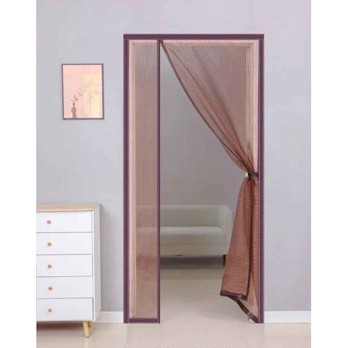 Écran De Porte Magnétique,Taille E,Moustiquaire,Rideau,Insectes Volants,Fermeture Automatique,Maille Invisible Pour Cuisine,Salon Intérieur - Type Brown - Left Open-W 80cm X H 200cm