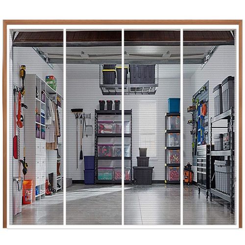 Rideau de porte de Garage magnétique de grande taille,moustiquaire de taille e,écran anti-insectes volant utilisé dans les pavillons,les balcons,la ten - Type White net White edge-W 360cm x H 210cm