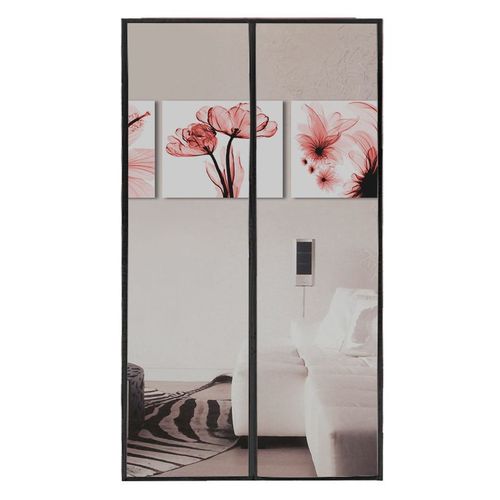 Moustiquaire magnétique à fixer sur une porte,anti-moustique,anti-mouches,rideau à installation facile,taille e,maille à fermeture automatisée,robuste - Type Gray net Black edges-W 145cmx H 210cm
