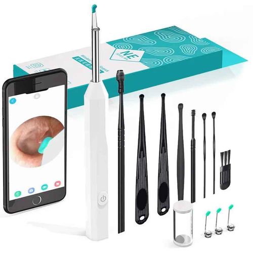 Nettoyeur D'oreille Visuel Collecteur D'oreille Cuillère Sans Fil Wifi Silicone Endoscope Hd Oreille Collection Cire Nettoyant Endoscope Otoscope - Type White 8-Piece Set 