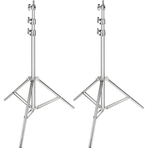 NEEWER Support d'éclairage en Acier Inoxydable - Couleur Argent - 200 cm - Portable et Pliable - Support Robuste pour boîte à lumière, monolampe, et Autres équipements de Photographie (Pack de 2)