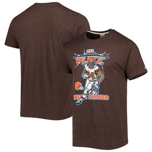 T-Shirt À Trois Mélanges Hommage À Nick Chubb Pour Hommes, Marron Chiné, Cleveland Browns, Nfl Blitz Player