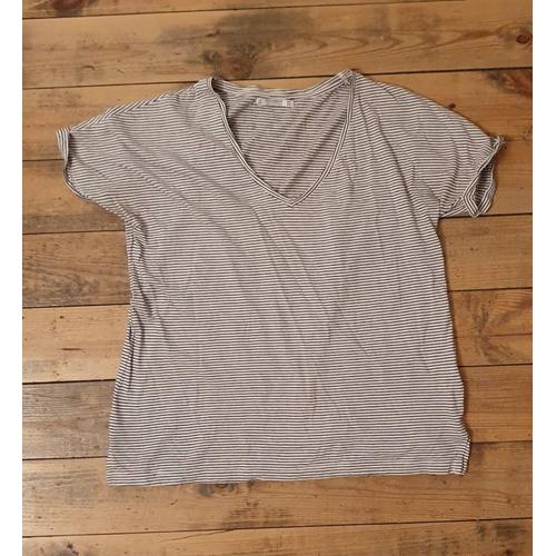 Tee-Shirt Rayé Blanc Et Bleu Pull&bear Xs