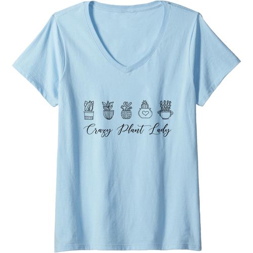 Kalanka-Femme Crazy Plant Lady Jardinage Fleur, Plante Amoureux T-Shirt Avec Col En V
