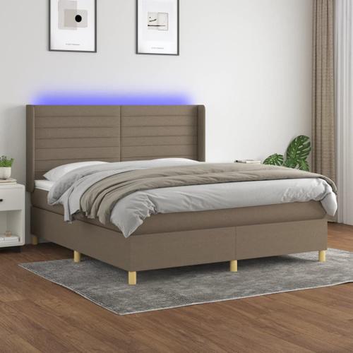 Vidaxl Sommier Tapissier Avec Matelas Et Led Taupe 160x200 Cm Tissu