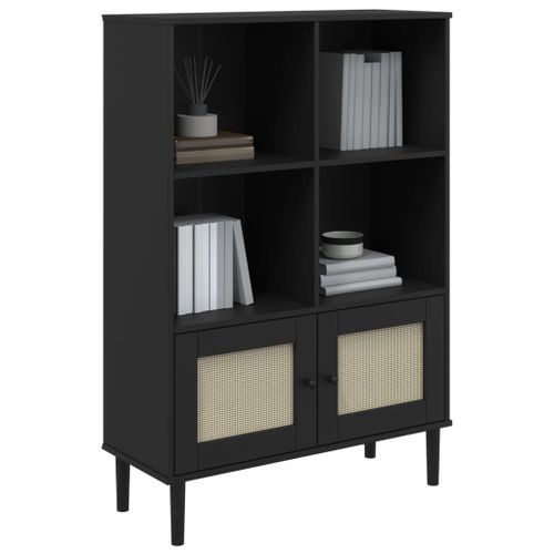 Vidaxl Bibliothèque Senja Aspect De Rotin Noir Bois Massif De Pin