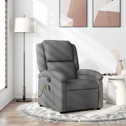 Vidaxl Fauteuil De Massage Inclinable Gris Foncé Tissu