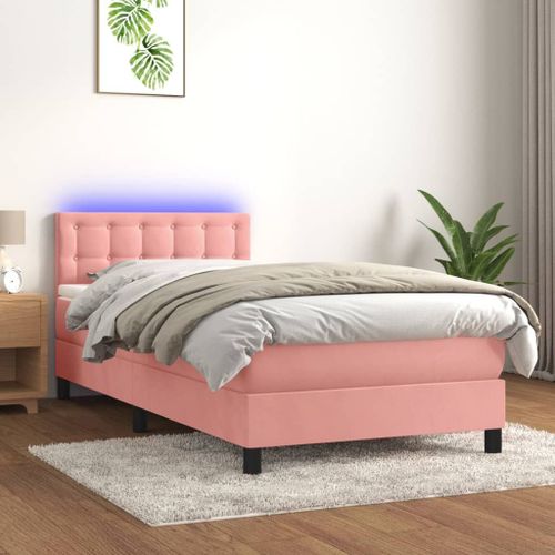 Vidaxl Sommier Tapissier Avec Matelas Et Led Rose 80x200 Cm Velours
