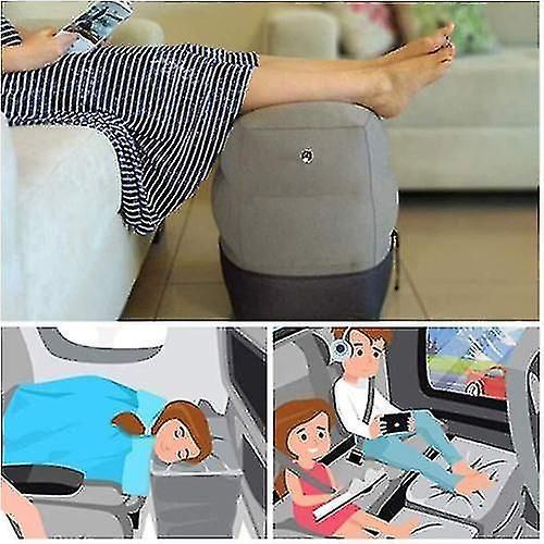 Gris Multifonctionnel Gonflable Portable Voyage Pied Oreiller Oreiller Coussin Avion Train Adulte Enfants Lit Pied Oreiller Coussin Chaise