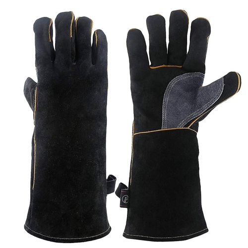 Gants En Cuir Résistants À La Chaleur Extrême Et Au Feu Avec Coutures En Kevlar Pour Cheminée, Cuisinière, Four, Gril, Soudage, Barbecue