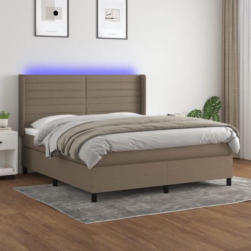 Vidaxl Sommier Tapissier Avec Matelas Et Led Taupe 180x200 Cm Tissu