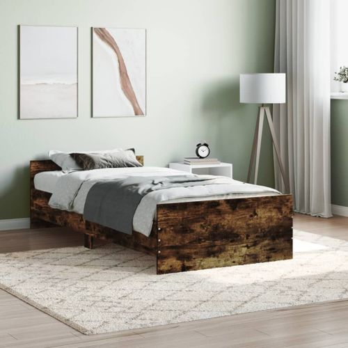 Vidaxl Cadre De Lit Sans Matelas Chêne Fumé 90x190cm Bois D'ingénierie