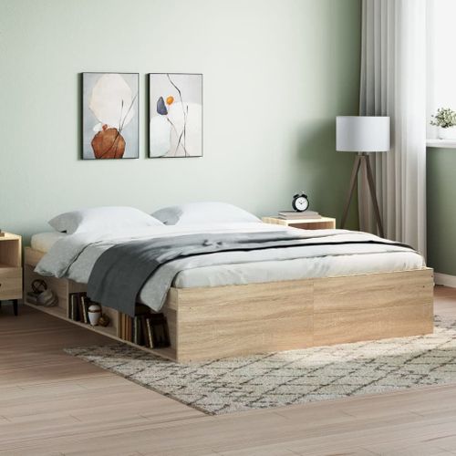 Vidaxl Cadre De Lit Sans Matelas Chêne Sonoma 140x190 Cm