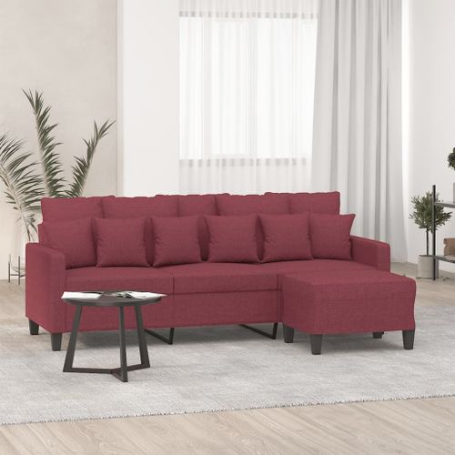 Vidaxl Canapé À 3 Places Avec Repose-Pieds Rouge Bordeaux 180 Cm Tissu