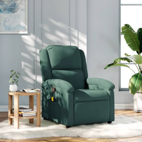 Vidaxl Fauteuil De Massage Inclinable Vert Foncé Velours