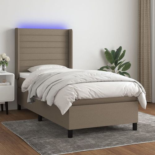 Vidaxl Sommier Tapissier Avec Matelas Et Led Taupe 90x200 Cm Tissu