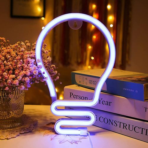 Lumières Au Néon En Forme D'ampoule Pour Panneau Mural De Chambre À Coucher, Décor De Panneau De Lumière Au Néon Led Cool Alimenté Par Batterie Ou Usb, Enseignes Au Néon Pour La Décoration Murale, Panneau Led Pour Chambre D'enfants
