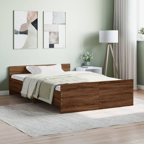 Vidaxl Cadre De Lit Tête De Lit Et Pied De Lit Chêne Brun 120x200 Cm