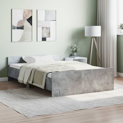 Vidaxl Cadre De Lit Tête De Lit Et Pied De Lit Gris Béton 120x200 Cm