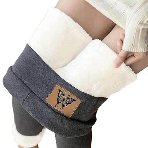 Leggings Thermiques Pour Femmes, Épais, Doublé Polaire, Chaud, Taille Haute, Extensible, 2xl, Gris Papillon