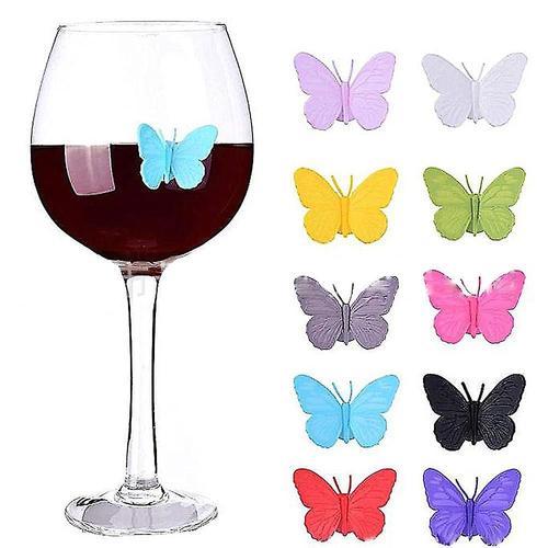 Marqueurs de verre à vin, ensemble de 10 breloques pour verres à boisson en Silicone et étiquettes à breloques pour vin avec ventouse