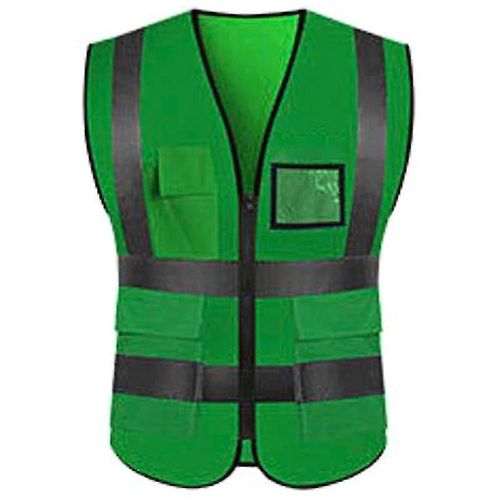 Gilet Réfléchissant À Fermeture Éclair Pour Hommes, Gilet Haute Visibilité, Veste De Travail De Sécurité, Manteau, Vêtements De Travail 2xl Vert