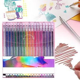 Ensemble De Stylos Gel Uniques, 8/12/18 Couleurs, Stylos Gel Néon À Paillettes Pastel, 18 Couleurs