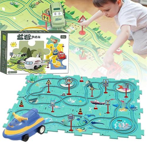 Enfants enfants bricolage assemblage Puzzle piste voiture jeu ensemble pistes avec véhicules jouets éducatifs cadeaux océan monde