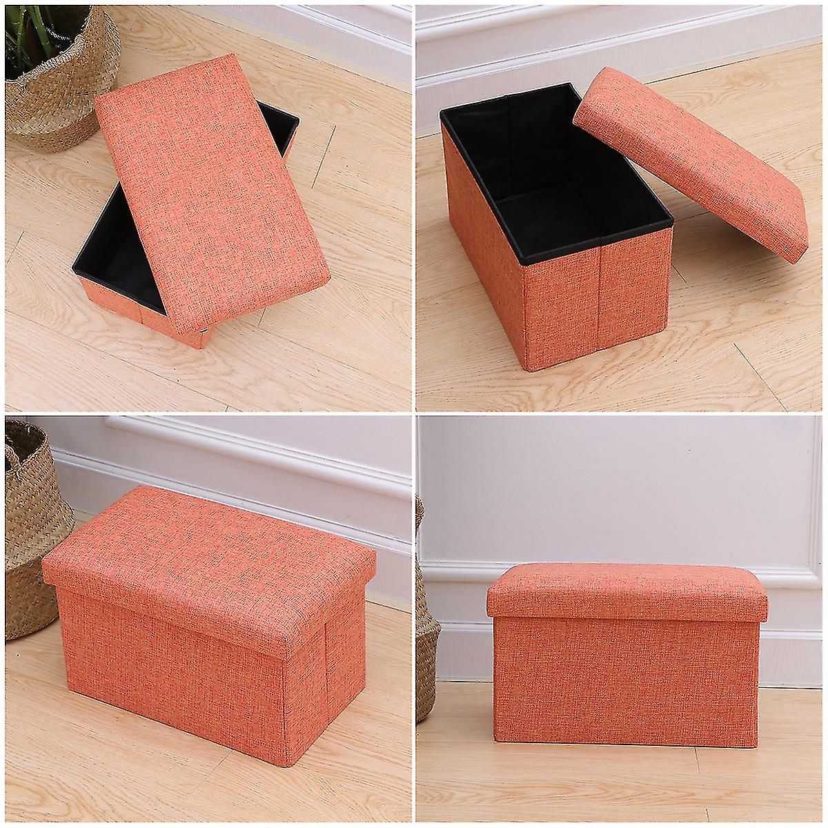 Pouf de rangement pliable avec coffre  jouets pliable, bot... - 2