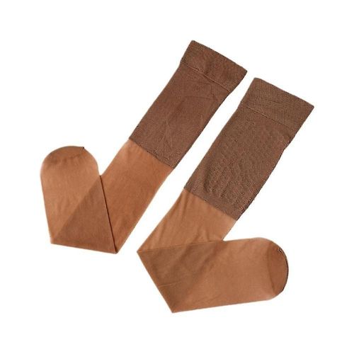 3 Paires De Chaussettes Confortables Pour Femmes Façonnant Des Bas En Soie À Tube Long Super Extensibles Marron