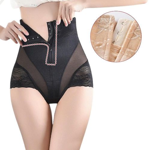 Femmes Fermeture Éclair Taille Haute Hanche Levage Mince Corps Façonnage Pantalon Sous-Vêtements Shapewear 2xl Noir