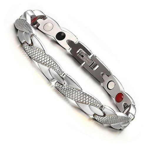 Bracelet De Thérapie Magnétique Bracelet En Acier Élégant Bijoux Argent Thérapeutique Et Plaqué Or
