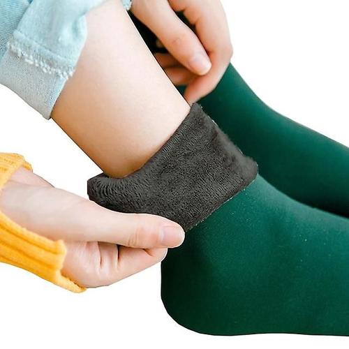 Chaussettes Thermiques En Velours Pour Femmes, 3 Paires, Chaudes Et Épaisses, Douces Et Décontractées, Couleur Unie, Laine Et Cachemire, Bottes De Neige Pour La Maison, Hiver