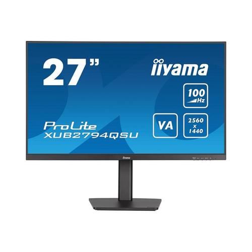 iiyama ProLite XUB2794QSU-B6 - Écran LED - 27" - 2560 x 1440 WQHD @ 100 Hz - VA - 250 cd/m² - 4000:1 - 1 ms - HDMI, DisplayPort - haut-parleurs - noir mat