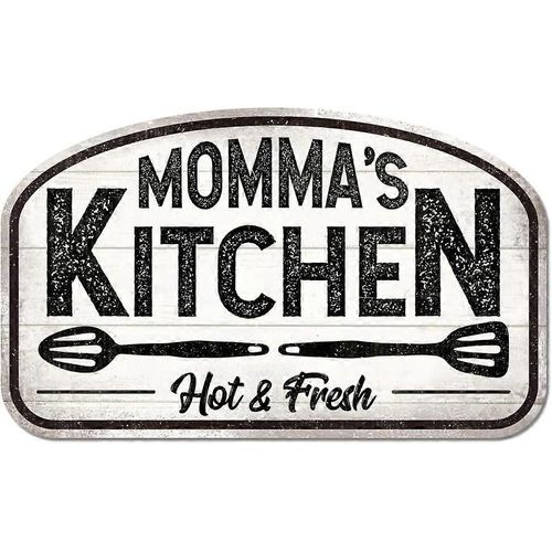 Plaque en métal vintage « Momma's Kitchen Hot Fresh » pour cuisine, restaurant, café, etc.