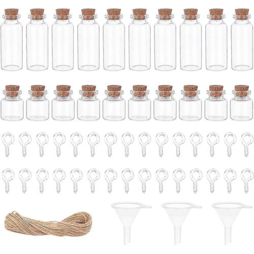Lot De 20 Bouteilles À Souhaits En Verre De 2 Tailles, Bocaux En Verre, Conteneurs À Perles, Bouteilles En Liège, Petites Bouteilles À Souhaits Avec Vis En Fer, ?illet, Chevilles, Cordons