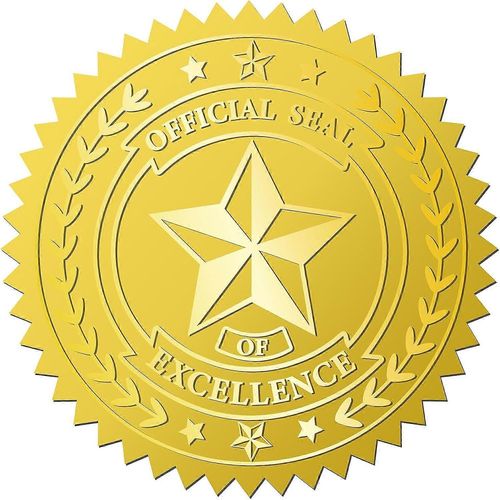 Lot De 144 Autocollants Officiels De 5 Cm Avec Sceau D'excellence, En Relief Doré, Pour Enveloppes, Certificats, Médailles, Décorations