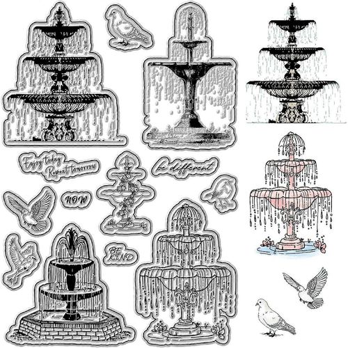Tampons En Caoutchouc Transparents Garden Geyser, Motif Pigeon Vintage, Réutilisables, En Silicone Transparent, Pour Journalisation, Fabrication De Cartes, Scrapbooking, Album Photo, Décoration