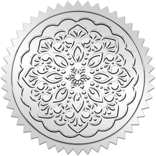 Lot De 100 Autocollants Ronds En Feuille D'argent De 5 Cm, Motif Flocon De Neige De Noël, Pour Certificats, Médailles, Décorations, Enveloppes