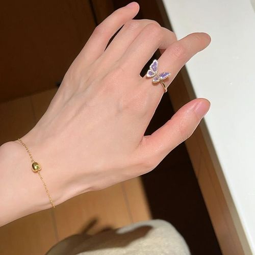 Bague Papillon, Sens Féminin Haut De Gamme Du Luxe Léger, Bague Ouverte Non Décolorée