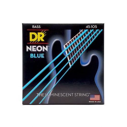 Dr Nbb-45 - Hi-Def Neon - Blue, Jeu Guitare Basse, Medium 45-105