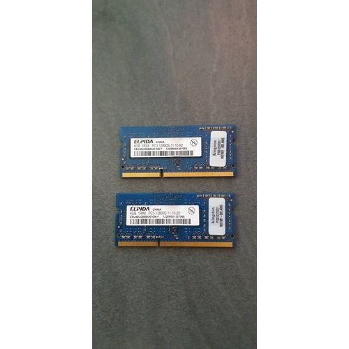 2 Barettes RAM Elpida 4gB DDR3 1600 MHz