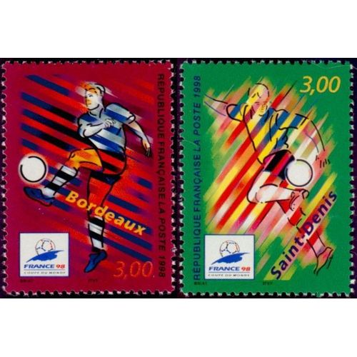 France 1998, Très Beaux Timbres Neufs** Luxe Yvert 3130 Et 3131, Coupe Du Monde De Football, Bordeaux Et Saint Denis.