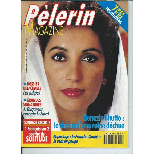 Pèlerin 12/10/1990 Benazir Bhutto, Jacques Capelovici, Catherine Maunoury, Frédèric Mitterrand, Christian Morin, Annie Pujol, Mehdi, Michel Sardou, Mireille Mathieu, Sophie Marceau, Michel Leeb